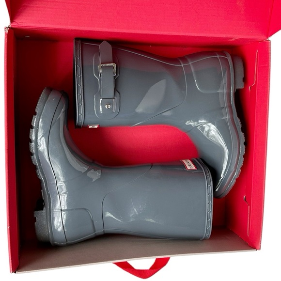 EUC Hunter Original Gloss Short Boot Graphite Gray Women size 8 - Picture 3 of 10